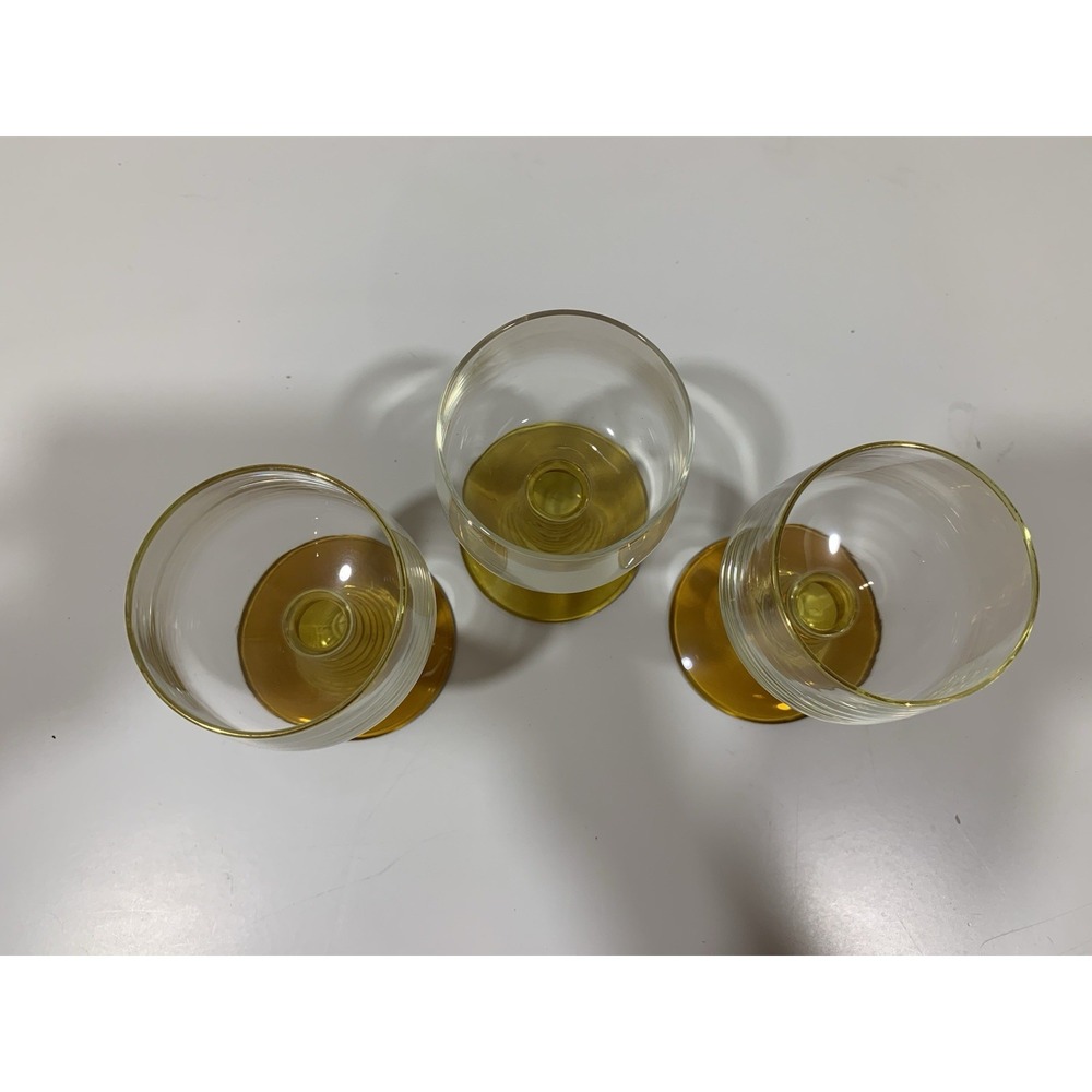 Vintage MCM Roemer Amber Beehive Gold Rim Glasses Set Of 3 - Picture 3 of 5